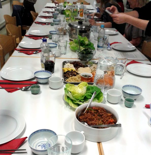 koreanischer kochkurs-gedeckter Tisch